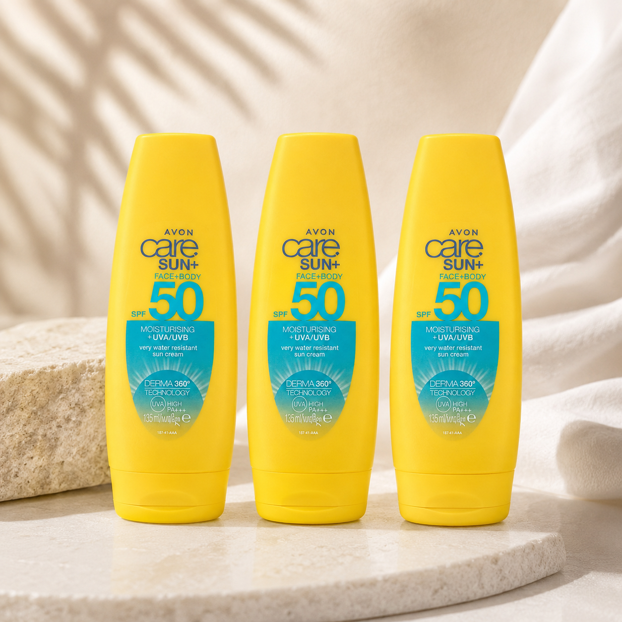 ChatGPT Image Aug 17, 2026, 12_29_50 PM Avon Care Sun+ Face & Body SPF 50 Moisturising Sun Cream – 135 مل - الصورة 1